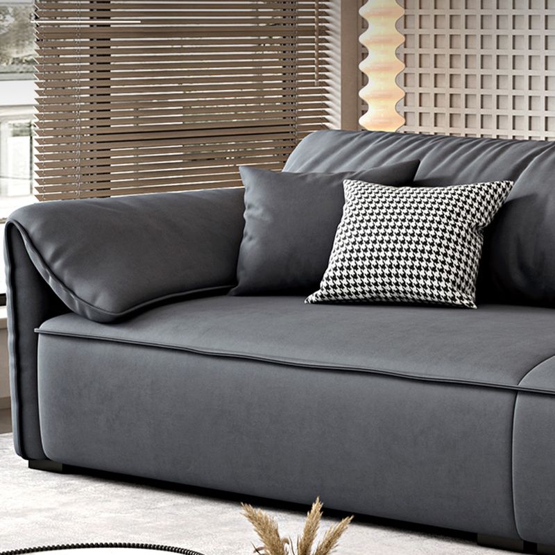 Rectangular Sofa with Pillow Back, Sponge Seat, Padded Pine Chair Legs Gray Frosted Cloth Clearhalo 'furn' 'furn_sofas' 'Furniture' 'furniture_sofas' 'kitchen' 'kitchen_sofas' 'Living Room Furniture' 'Sofa' 'sofas' 1200x1200_9b25563b-7f17-43be-87e7-ebce4716b787