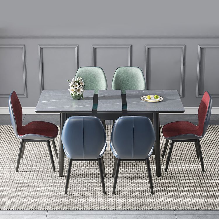 Modern Collapsible Sintered Stone Dining Room Table with 4 Metal Legs for Kitchen Dining Set Clearhalo 'Dining Room Sets' 'Dining Tables & Seating' 'dining_room_set' 'furn' 'furn_dining_room_set' 'Furniture' 'furniture_dining_room_set' 'Kitchen & Dining Furniture' 'kitchen&dining_furn' 'kitchen' 1200x1200_9b25d1eb-109d-48ef-8aa2-9cf04d54edec