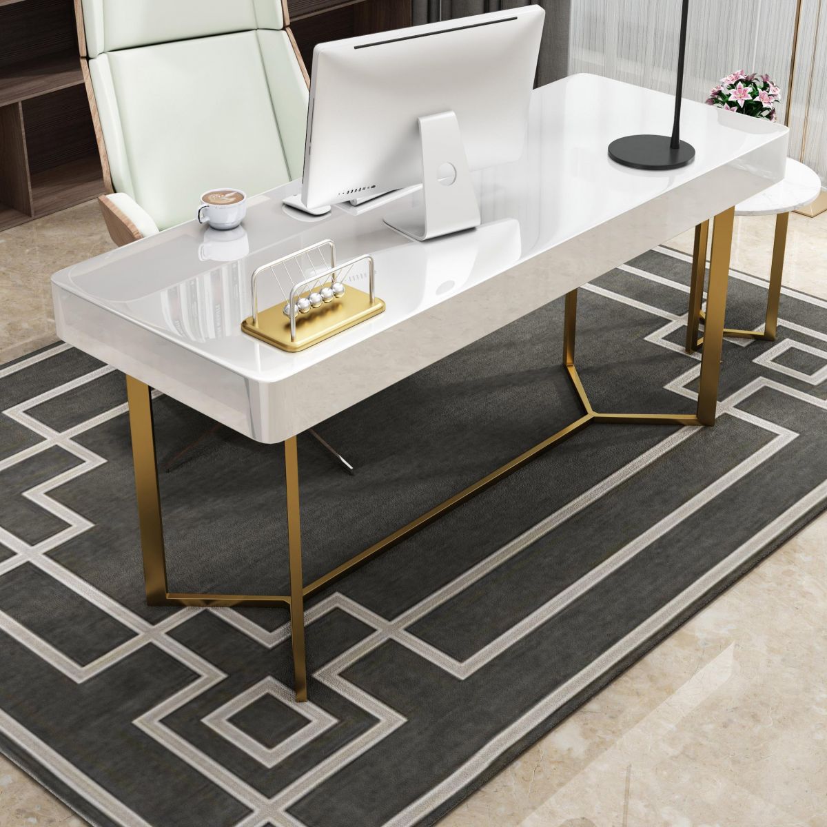 Modern Light Luxury Minimalist Writing Desk Rectangular Fixed Luxury Desk Clearhalo 'furn' 'furn_office_desk' 'Furniture' 'Office Desks' 'Office Furniture' 'office_desk' 1200x1200_9b25f75d-5da6-46c3-a6fd-a67621fa5079