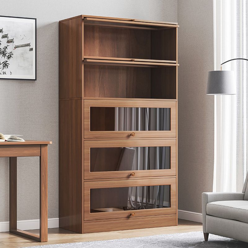 Contemporary Barrister Brown Bookshelf Engineered Wood Closed Back Shelf with Door Clearhalo 'Bookcases' 'furn' 'furn_bookcases' 'Furniture' 'furniture_bookcases' 'kitchen' 'kitchen_bookcases' 'Living Room Furniture' 'Office Furniture' 1200x1200_9b264a1c-bb07-4976-9832-b27251b9b39c