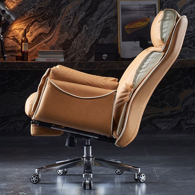 Modern Slide High Back Office Chai Brown Leather Office Chair Clearhalo 'furn' 'furn_office_chair' 'Furniture' 'Office Chairs' 'Office Furniture' 'office_chair' 1200x1200_9b2693a0-56dd-43be-a34b-5efbf66bdd41