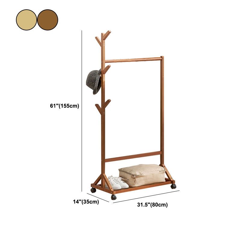 Les crochets d'étagères en bois de bambou en bois de bambou contemporain incluent un porte-manteau libre