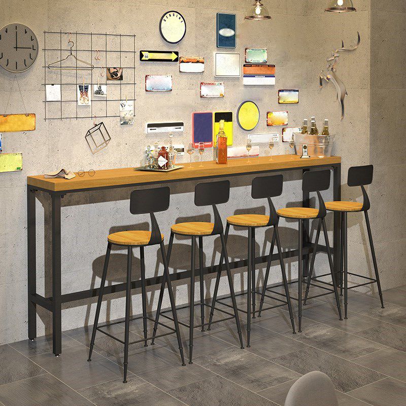 Industrial 1/6/11 Pieces Bar Table Set Rectangle Wood Counter Table with Stools for Cafe Clearhalo 'Bar Furniture' 'furn' 'furn_home_bar_bar_sets' 'Furniture' 'Home Bars & Bar Sets' 'home_bar_bar_sets' 'Kitchen & Dining Furniture' 1200x1200_9b27419c-94b6-49d7-a89b-868924b8d106