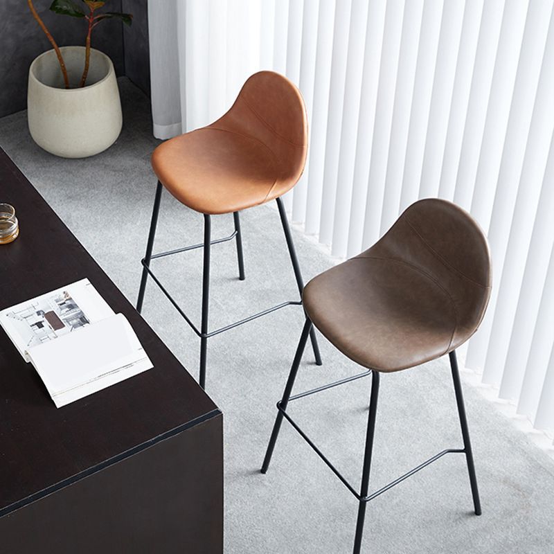 Leather Bar Stool Modern Backrest Counter Stool for Bristol with Metal Base Clearhalo 'Bar Furniture' 'Bar Stools' 'bar_stools' 'furn' 'furn_bar_stools' 'Furniture' 'Kitchen & Dining Furniture' 1200x1200_9b27fa5b-6307-4d11-acc8-de1783ae2e19