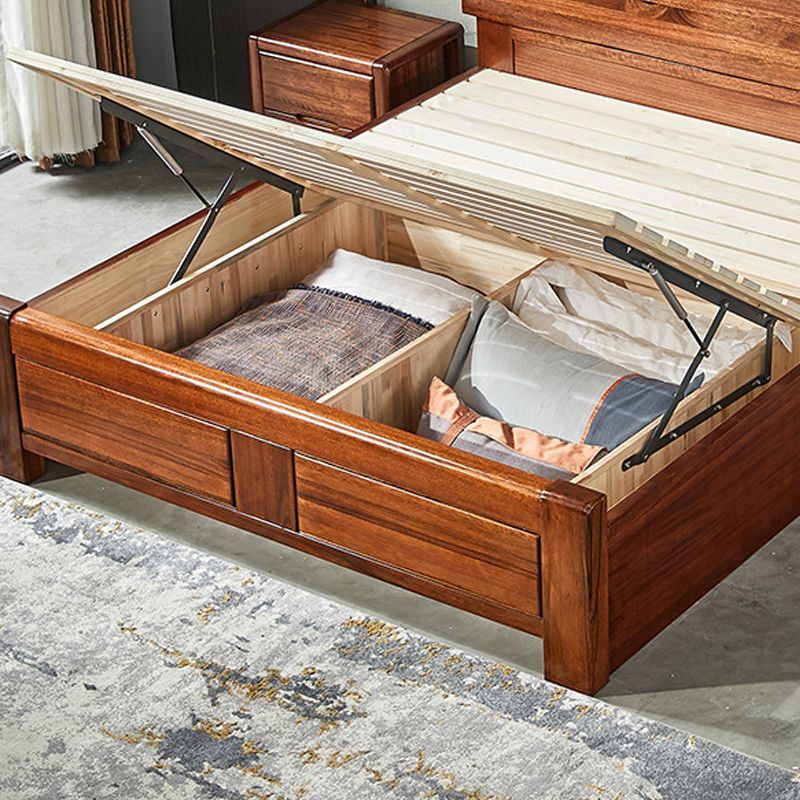 Cama de madera maciza tradicional cama de color sólido con cabecera