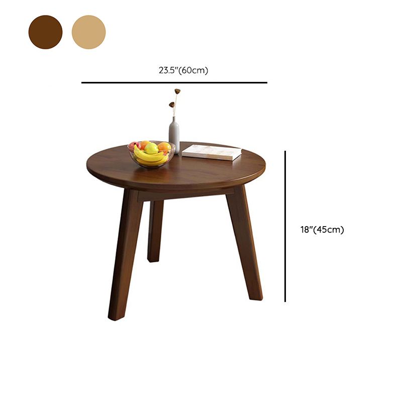 Mesa auxiliar de madera sólida 3 patas redonda de la sala de estar nórdica