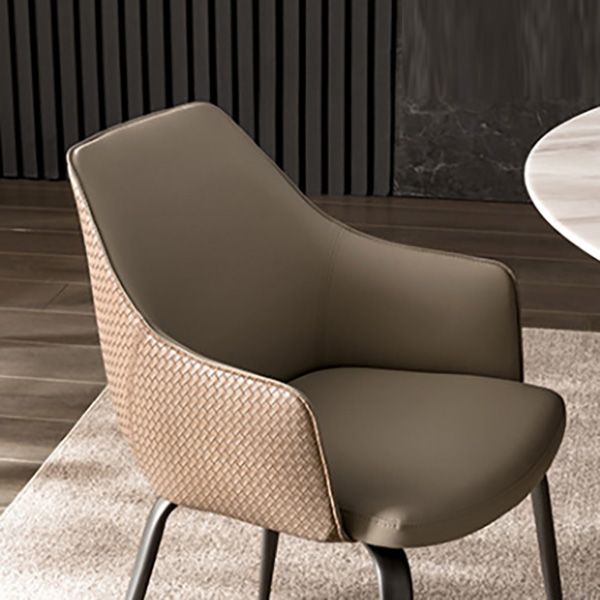 Faux Leather Dining Chairs Upholstered Arm Chairs with Metal Base Clearhalo 'Dining Chairs' 'Dining Tables & Seating' 'dining_chair' 'furn' 'furn_dining_chair' 'Furniture' 'Kitchen & Dining Furniture' 1200x1200_9b2c48d8-5c60-4266-a01b-bf06e5fcf371