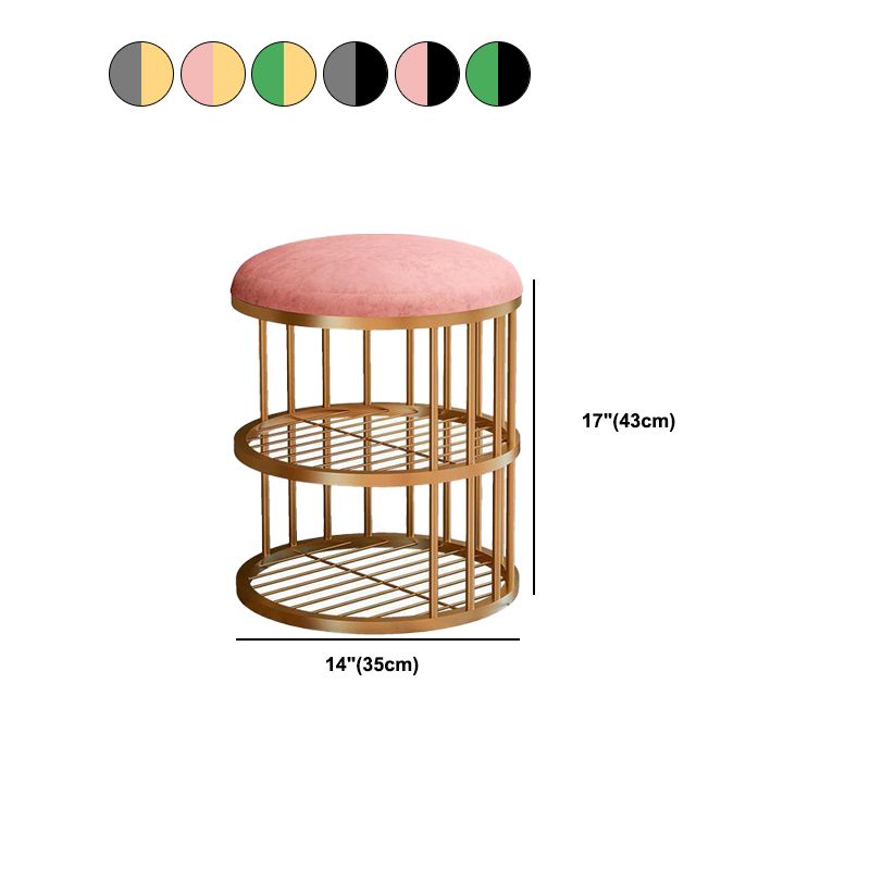 Glam Cylinder Shape Pouf Chair Plain Velvet with Bottom Rack Storage Pouf Clearhalo 'furn' 'furn_ottomans_poufs' 'Furniture' 'Living Room Furniture' 'Ottomans & Poufs' 'ottomans_poufs' 1200x1200_9b2c4eac-3de5-4269-8e29-6f756ba8a2d3