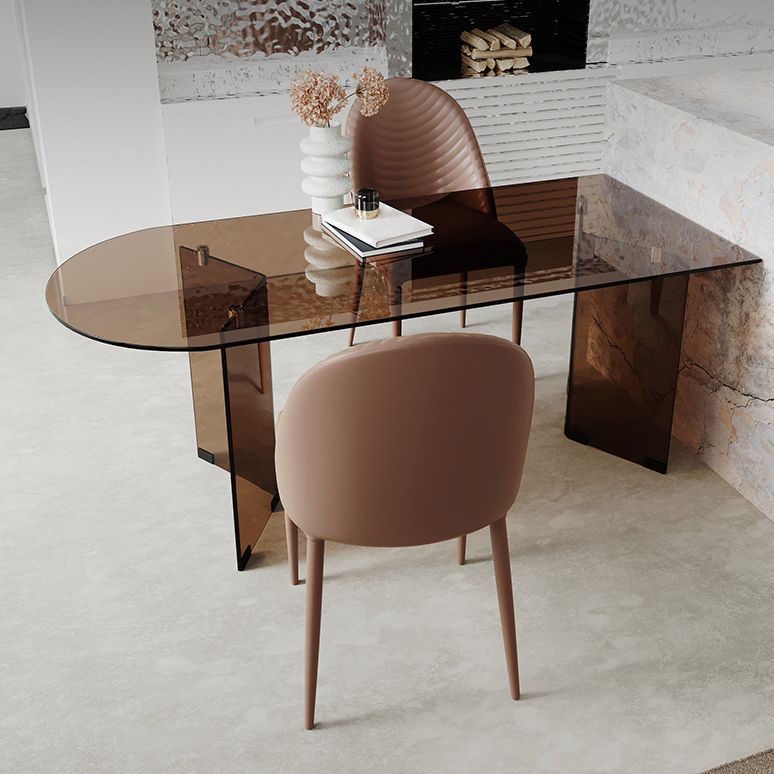 Free Form Tempered Glass Table for Restaurant Modern Table with Double Pedestal Clearhalo ' dining_table' 'Dining Tables & Seating' 'Dining Tables' 'furn' 'furn_dining_table' 'Furniture' 'furniture_dining_table' 'Kitchen & Dining Furniture' 'kitchen&dining_furn' 'kitchen' 'kitchen_dining_table' 1200x1200_9b2c7fb9-0d4b-4c3f-a870-977e0cb34416