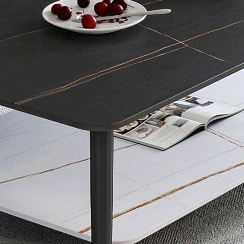 Modern Coffee Table with Storage Shelf and Black Metal Cross Base Clearhalo 'Coffee & Accent Tables' 'Coffee Tables' 'coffee_tables' 'furn' 'furn_coffee_tables' 'Furniture' 'Living Room Furniture' 1200x1200_9b2e26ba-06ba-4cb4-910b-a54496bc109d