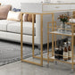 Rectangle Top Table Pub Height Dining Table with Gold Base for Bar Clearhalo 'Bar Furniture' 'Bar Tables' 'bar_tables' 'furn' 'furn_bar_tables' 'Furniture' 'Kitchen & Dining Furniture' 1200x1200_9b2f2d86-ef0c-48a6-9715-49b1445ba976