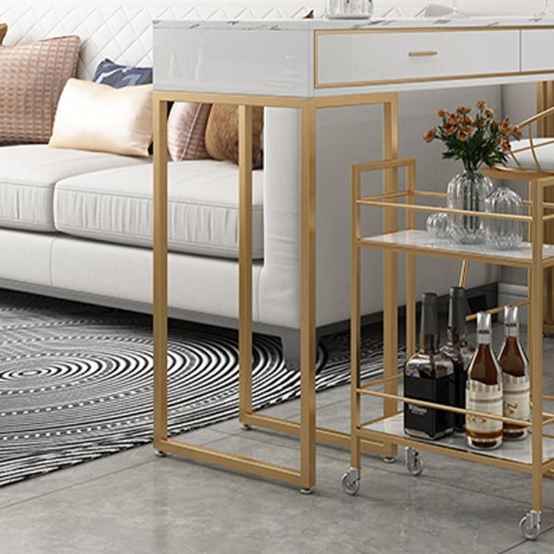 Rectangle Top Table Pub Height Dining Table with Gold Base for Bar Clearhalo 'Bar Furniture' 'Bar Tables' 'bar_tables' 'furn' 'furn_bar_tables' 'Furniture' 'Kitchen & Dining Furniture' 1200x1200_9b2f2d86-ef0c-48a6-9715-49b1445ba976