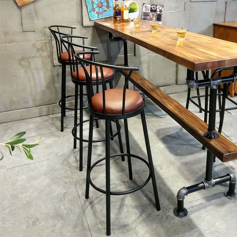 1/4/7 Pieces Industrial Rectangular Wood Top Pub Table with Metal Bar Stool Set Clearhalo 'Bar Furniture' 'furn' 'furn_home_bar_bar_sets' 'Furniture' 'Home Bars & Bar Sets' 'home_bar_bar_sets' 'Kitchen & Dining Furniture' 1200x1200_9b2fd124-62b5-4675-8457-5fff1807e8ba