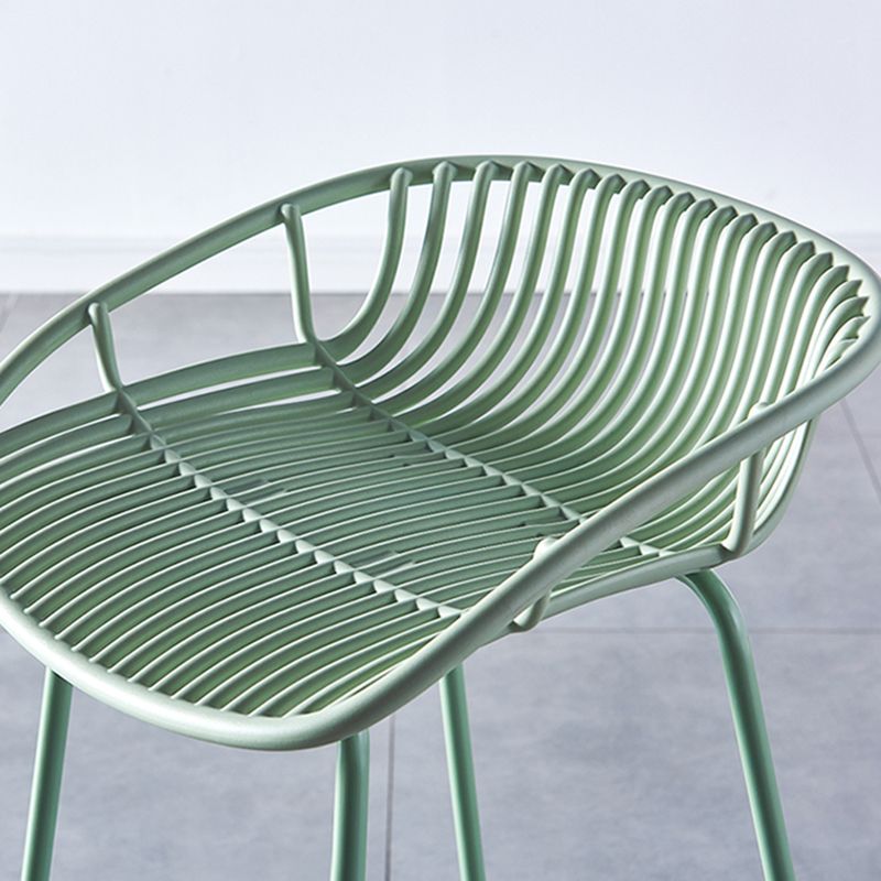 Nordic Backrest Counter Stool with Metal Base Plastic Armless Cafe Bar Chair with 4 Legs Clearhalo 'Bar Furniture' 'Bar Stools' 'bar_stools' 'furn' 'furn_bar_stools' 'Furniture' 'Kitchen & Dining Furniture' 1200x1200_9b315859-317b-46d0-8d31-bee1e2f91d6f