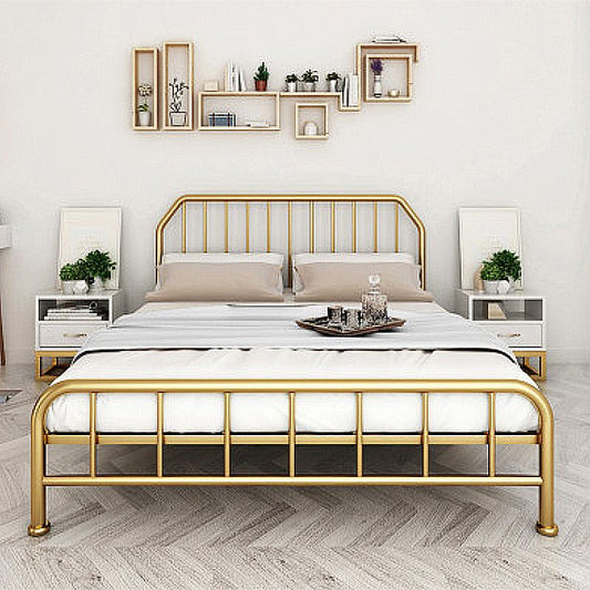 Solid Color Metal Open-Frame Bed Glam Slat Bed with Headboard Clearhalo 'Bedroom Furniture' 'Beds' 'furn' 'furn_beds' 'Furniture' 1200x1200_9b332ab7-26ee-44a2-92b0-24860baa5d81