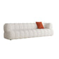 Sewn Pillow Back Standard Sofa Tuxedo Arm Seating in White and Khaki