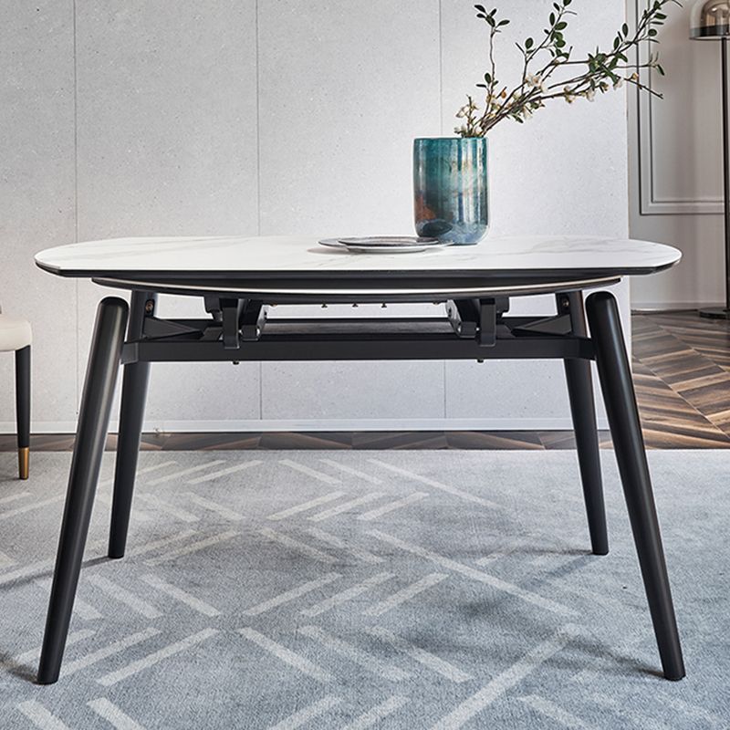 Sintered Stone Extendable Round Dining Table Modern Adjustable Table with Metal 4 Legs Clearhalo ' dining_table' 'Dining Tables & Seating' 'Dining Tables' 'furn' 'furn_dining_table' 'Furniture' 'furniture_dining_table' 'Kitchen & Dining Furniture' 'kitchen&dining_furn' 'kitchen' 'kitchen_dining_table' 1200x1200_9b37176e-229a-482b-9a4e-e62715c6de3b