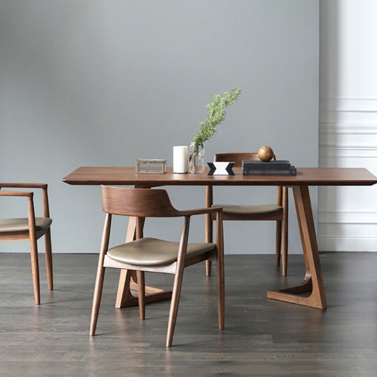 Contemporary Rectangle Dining Table Pine Solid Wood Table with Double Pedestal for Dining Room Clearhalo ' dining_table' 'Dining Tables & Seating' 'Dining Tables' 'furn' 'furn_dining_table' 'Furniture' 'furniture_dining_table' 'Kitchen & Dining Furniture' 'kitchen&dining_furn' 'kitchen' 'kitchen_dining_table' 1200x1200_9b376f64-ab65-40a1-9dd2-131cfc562a06