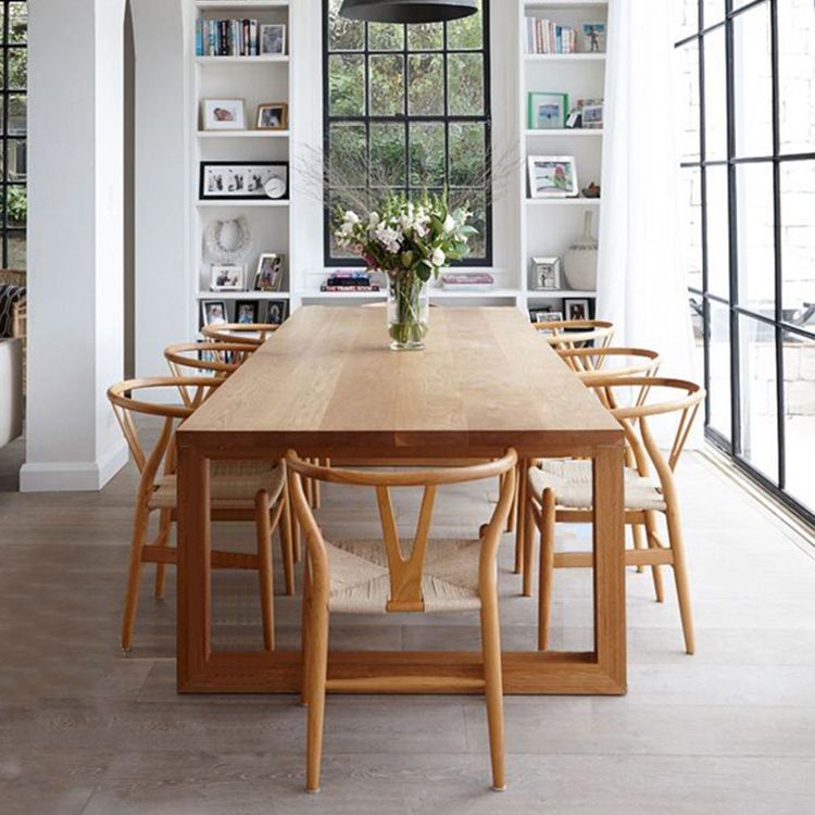 Simple Solid Wood Rectangle Dining Table Khaki Kitchen Dining Table with Double Pedestal Bases Clearhalo ' dining_table' 'Dining Tables & Seating' 'Dining Tables' 'furn' 'furn_dining_table' 'Furniture' 'furniture_dining_table' 'Kitchen & Dining Furniture' 'kitchen&dining_furn' 'kitchen' 'kitchen_dining_table' 1200x1200_9b3ad8d1-f96d-4ad1-8171-eafce3317729