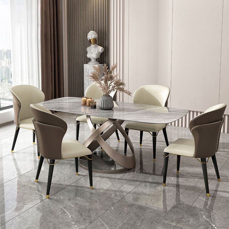 Nordic Sintered Stone Top Dining Set Rectangle 1/2/5/6 Pieces Dinette Table Set Clearhalo 'Dining Room Sets' 'Dining Tables & Seating' 'dining_room_set' 'furn' 'furn_dining_room_set' 'Furniture' 'Kitchen & Dining Furniture' 1200x1200_9b3c8c63-dd80-4797-a3a1-5ec369c66d16