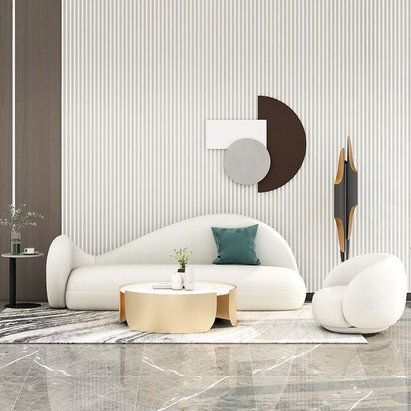 Sofá sofá sofá de lana curva en blanco para sala de estar, apartamento