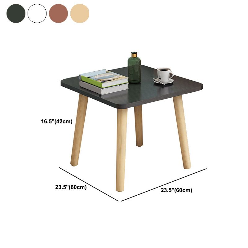 Tabla de extremo cuadrada contemporánea 4 Piernas Mesa lateral de madera maciza, 16.5 "de alto
