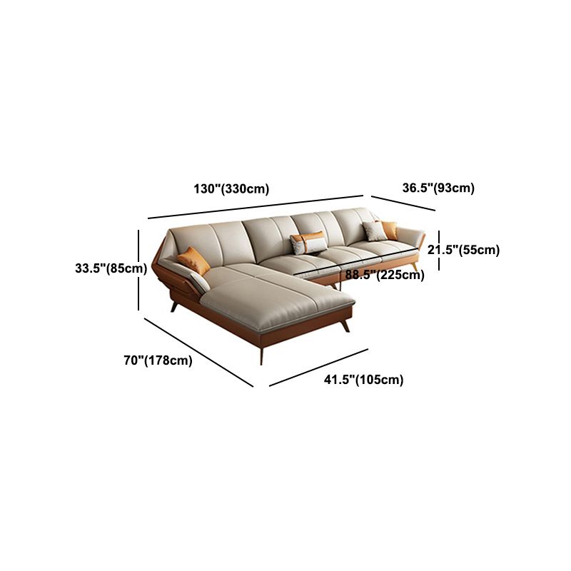 33.4"H Faux Leather Flared Arm Sofa & Chaise for Living Room