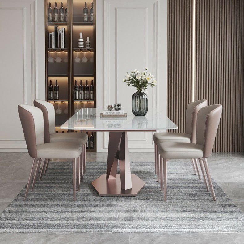 Nordic 1/2/5/6/7 Pieces Dining Set Sintered Stone Dining Table with Leather Chairs Clearhalo 'Dining Room Sets' 'Dining Tables & Seating' 'dining_room_set' 'furn' 'furn_dining_room_set' 'Furniture' 'furniture_dining_room_set' 'Kitchen & Dining Furniture' 1200x1200_9b3f3fb7-7d10-4b4f-8637-2f13b716f9c6