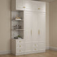Contemporary White Storage Cabinet Hinged Door Cabinet with Drawers