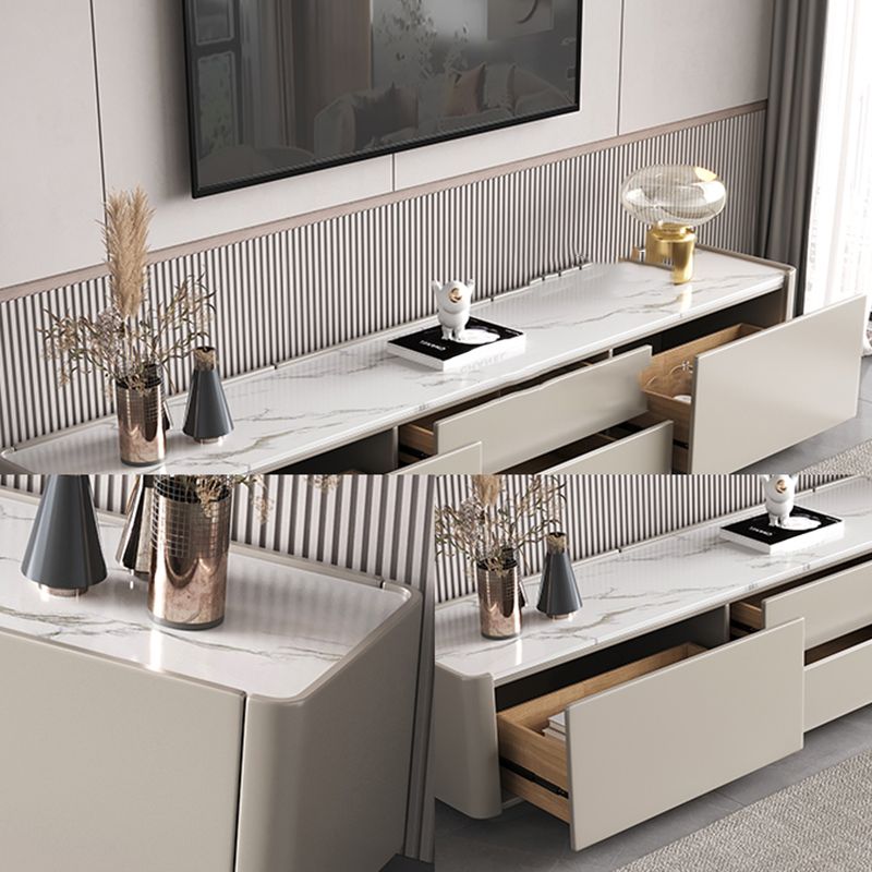 Modern TV Console Stone Media Console Storage White Console with Drawer Clearhalo 'furn' 'furn_tv_stands_entertainment_centers' 'Furniture' 'Living Room Furniture' 'TV Stands & Entertainment Centers' 'TV Stands & Media Storage Furniture' 'tv_stands_entertainment_centers' 1200x1200_9b44638e-a811-4088-bbe9-a50ae3031bf9