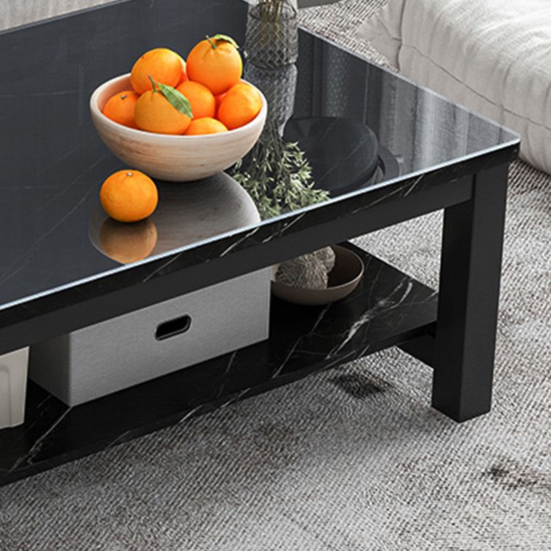 Modern Rectangular Coffee Table 4 Legs Cocktail Table with Shelf Clearhalo 'Coffee & Accent Tables' 'Coffee Tables' 'coffee_tables' 'furn' 'furn_coffee_tables' 'Furniture' 'Living Room Furniture' 1200x1200_9b446945-2a79-4c69-802f-78ac0b1851d4