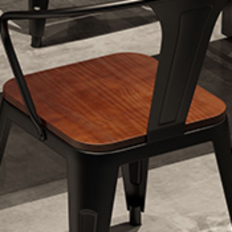 Vaste houten eetstoelen lat achterstoel stoel met metalen basis