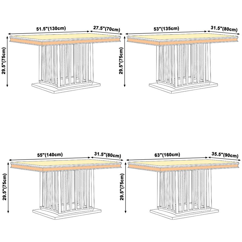 Metal Traditional Luxury Rectangle Indoor Table Marble Top Table with Pedestal Clearhalo ' dining_table' 'Dining Tables & Seating' 'Dining Tables' 'furn' 'furn_dining_table' 'Furniture' 'furniture_dining_table' 'Kitchen & Dining Furniture' 'kitchen&dining_furn' 'kitchen' 'kitchen_dining_table' 1200x1200_9b48d434-de15-40d4-bfe1-0c9315ad0e23