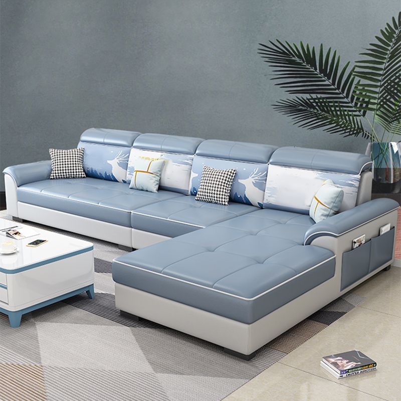 Contemporary 4-seater Sofa Sewn Pillow Back Sectional with Storage Clearhalo 'furn' 'furn_sofas' 'Furniture' 'furniture_sectionals' 'kitchen' 'kitchen_sofas' 'Living Room Furniture' 'Sectionals' 'Sofa' 'sofas' 1200x1200_9b492920-17b2-4ad6-8a95-71685091d719