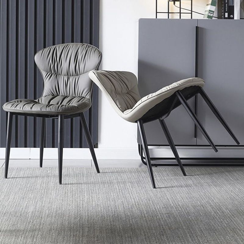 Sedia laterale in pelle finta gambe nere sala da pranzo parsons sedia