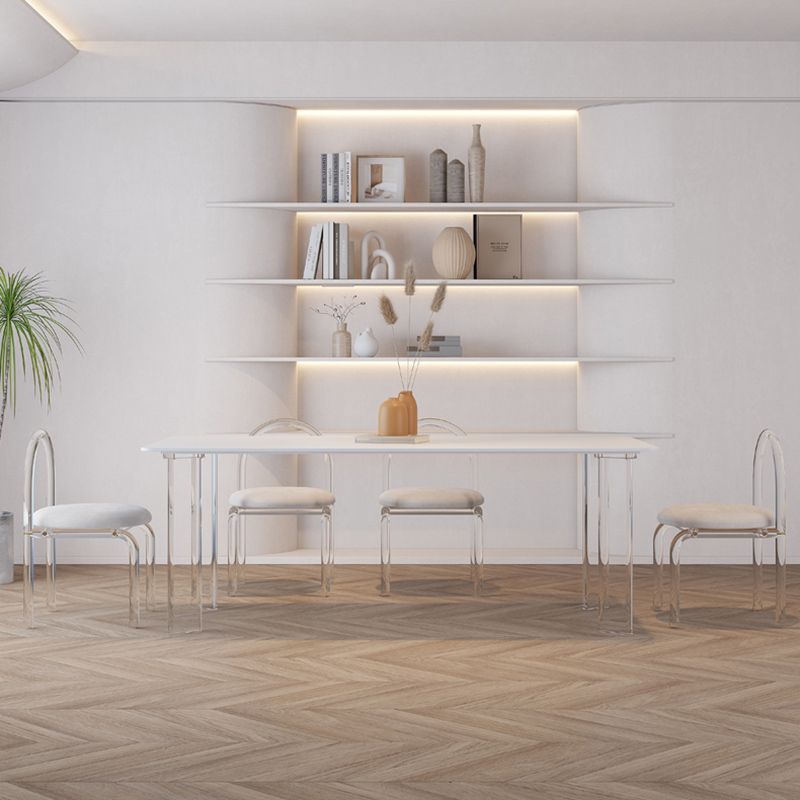 Set da pranzo in pietra bianca con sedie acriliche 1/2/5/7 PC set di dinette moderne