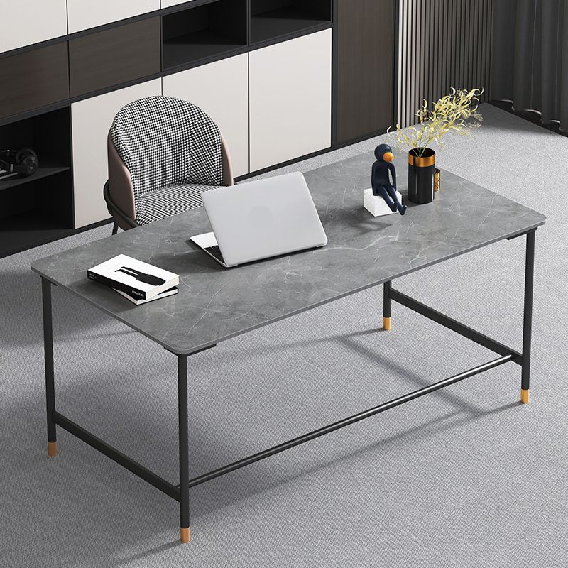 Industrial Rectangular Writing Desk H-Shape Office Desk Dark Taupe Clearhalo 'furn' 'furn_office_desk' 'Furniture' 'Office Desks' 'Office Furniture' 'office_desk' 1200x1200_9b4f065d-b8fe-41b2-824d-9aec314dd0c2