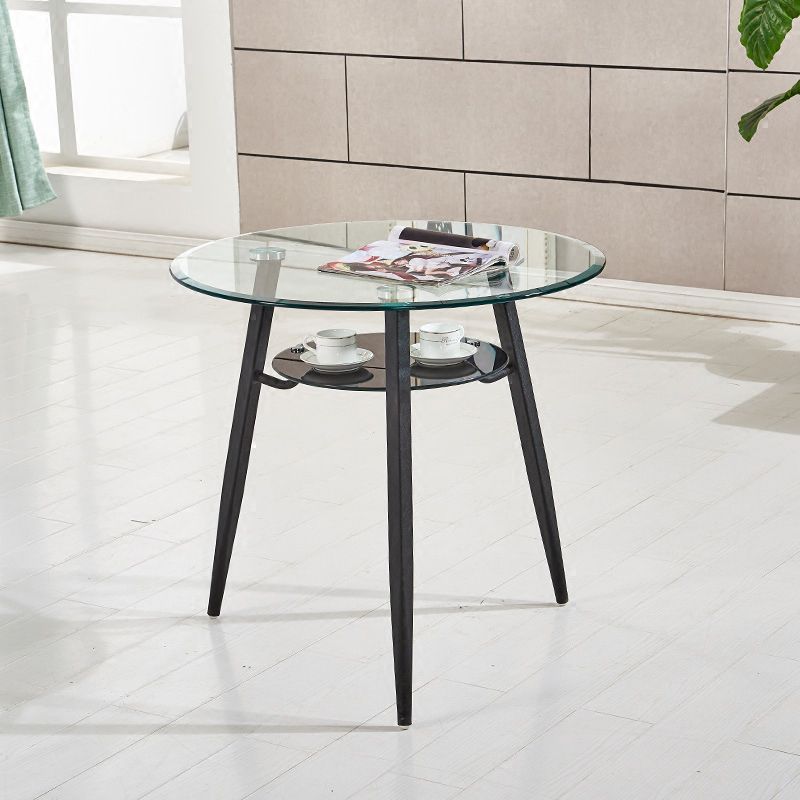 Contemporary Style Kitchen Tempered Glass Dining Table Round Shape Table with 3 Legs Base Clearhalo ' dining_table' 'Dining Tables & Seating' 'Dining Tables' 'furn' 'furn_dining_table' 'Furniture' 'furniture_dining_table' 'Kitchen & Dining Furniture' 'kitchen&dining_furn' 'kitchen' 'kitchen_dining_table' 1200x1200_9b515751-3346-4c74-9a55-ba172b50265e