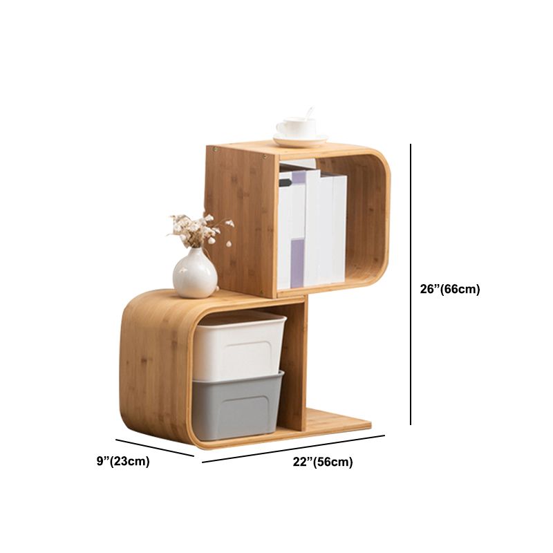 Natural Geometric Bookcase Contemporary Open Back Bamboo Shelf