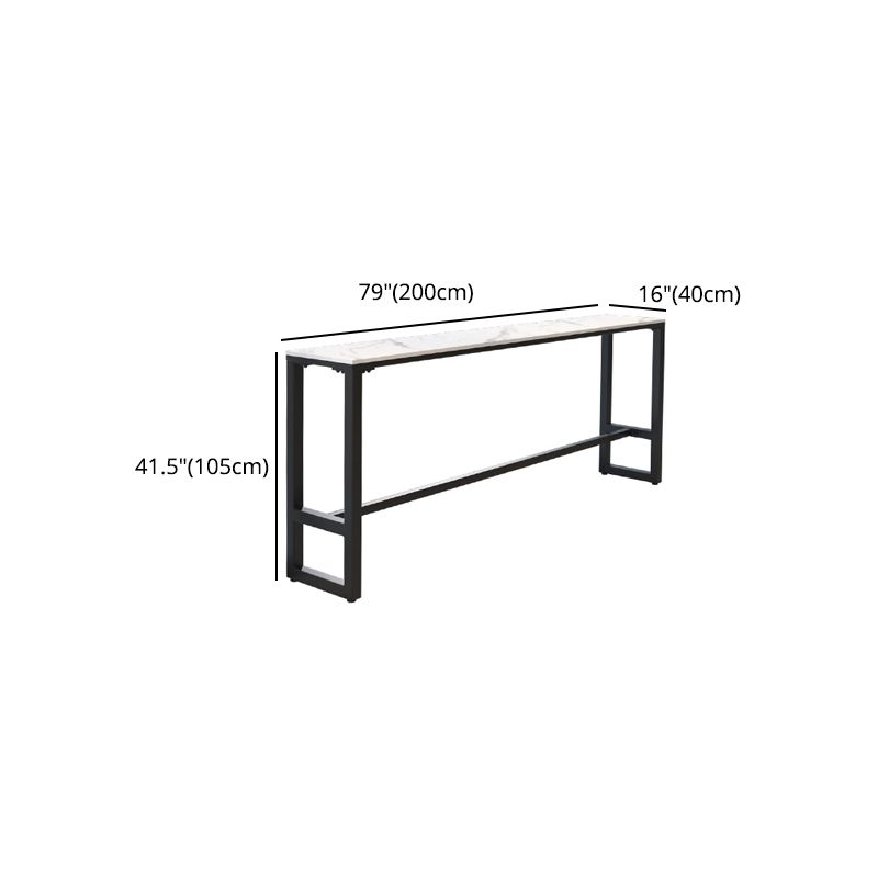 Stone Modern Cocktail Bar Table Footrest Trestle Rectangle Counter Table in White Clearhalo 'Bar Furniture' 'Bar Tables' 'bar_tables' 'furn' 'furn_bar_tables' 'Furniture' 'furniture_bar_tables' 'Kitchen & Dining Furniture' 1200x1200_9b523149-7a8f-4523-a896-2ad7d3b41b40