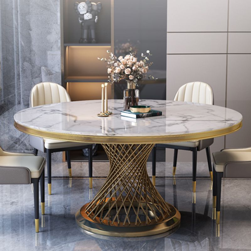 Sintered Stone Pedestal Dining Table Simplicity Style Round Table for Home Clearhalo ' dining_table' 'Dining Tables & Seating' 'Dining Tables' 'Furniture' 'furniture_dining_table' 'Kitchen & Dining Furniture' 'kitchen&dining_furn' 'kitchen' 'kitchen_dining_table' 1200x1200_9b52a76d-258a-4cac-9c7c-510625374c41