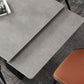 Table de salle à manger rectangulaire, plateau moderne en pierre grise avec base en métal noir