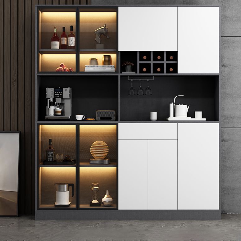 Wood Living Room Sideboard Cabinet Modern Credenza with Storage and Glass Door Clearhalo 'buffet_sideboard' 'Buffets & Sideboards' 'furn' 'furn_buffet_sideboard' 'Furniture' 'furniture_buffet_sideboard' 'Kitchen & Dining Furniture' 1200x1200_9b54b337-a667-46b4-bf2d-24fa61ef0380