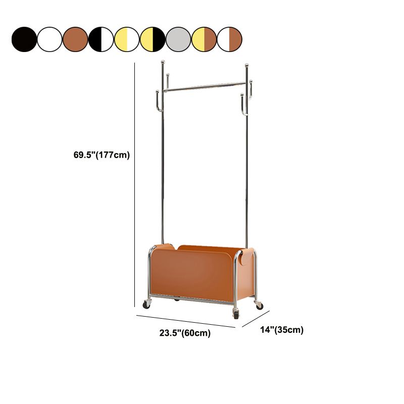 Glam Coat Hanger Metal Frame Free Standing PU Leather Basket Coat Rack with Shelves Clearhalo 'Entry & Mudroom Furniture' 'furn' 'furn_hall_tree_coat_racks' 'Furniture' 'Hall Trees & Coat Racks' 'hall_tree_coat_racks' 1200x1200_9b592c78-5ff3-422f-83c6-e913a0860c79