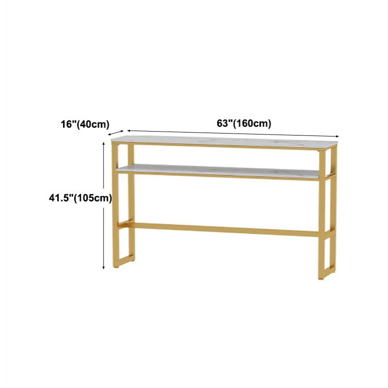Glam Rectangle Faux Marble Pub Bar Table Gold Iron Bar Dining Table with Trestle Pedestal Clearhalo 'Bar Furniture' 'Bar Tables' 'bar_tables' 'furn' 'furn_bar_tables' 'Furniture' 'furniture_bar_tables' 'Kitchen & Dining Furniture' 'kitchen&dining_furn' 'kitchen' 1200x1200_9b5bf1f1-cf8b-4f37-903e-701b4fb9133c