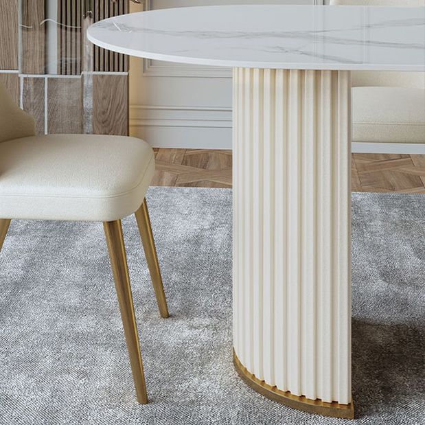 Metal Modern Oval Dining Table White Sintered Stone Top Table with Double Pedestal Clearhalo ' dining_table' 'Dining Tables & Seating' 'Dining Tables' 'furn' 'furn_dining_table' 'Furniture' 'furniture_dining_table' 'Kitchen & Dining Furniture' 'kitchen&dining_furn' 'kitchen' 'kitchen_dining_table' 1200x1200_9b5ca197-f0ab-48f3-abc1-ae31a0ef52ef