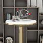 Glam Faux Marble Bar Table 41.3"H Pedestal Bistro Bar Desk with Metal Base
