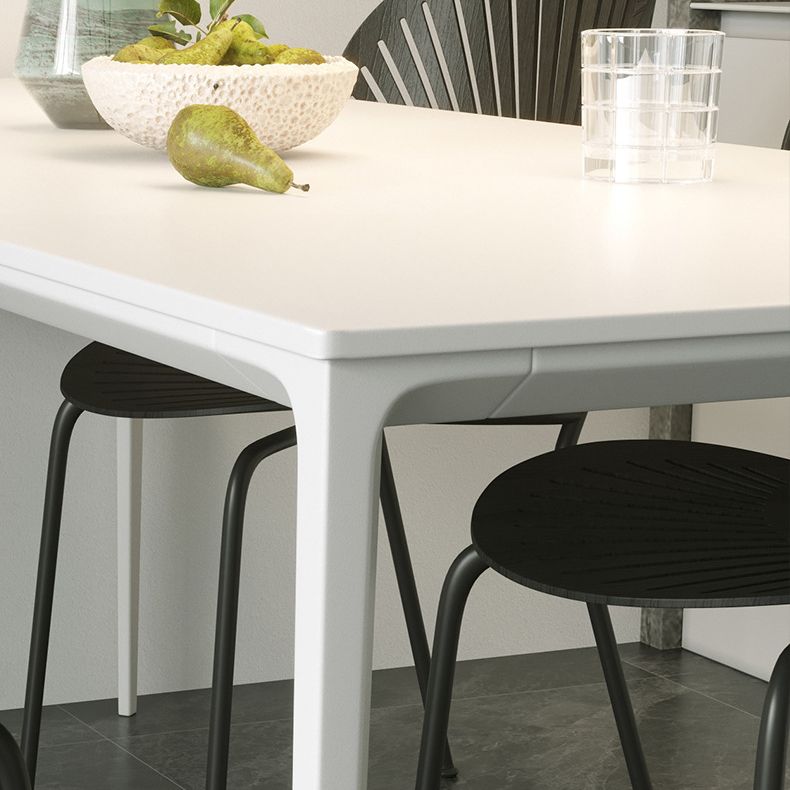 Modern Style Sintered Stone Dining Table 4 Legs Rectangular Table in White Clearhalo ' dining_table' 'Dining Tables & Seating' 'Dining Tables' 'Furniture' 'furniture_dining_table' 'Kitchen & Dining Furniture' 'kitchen&dining_furn' 'kitchen' 'kitchen_dining_table' 1200x1200_9b625125-d388-4374-be92-88dd9ac8c1a5
