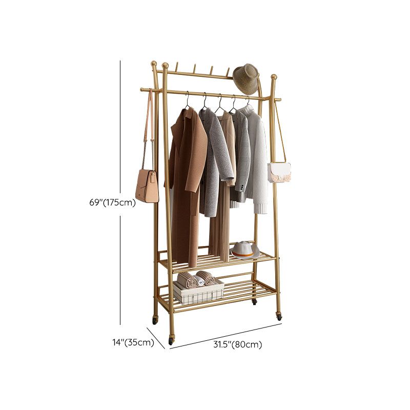 Modern Style Coat Rack Metallic Hooks Design Free Standing Coat Rack with Shelves Clearhalo 'Entry & Mudroom Furniture' 'furn' 'furn_hall_tree_coat_racks' 'Furniture' 'Hall Trees & Coat Racks' 'hall_tree_coat_racks' 1200x1200_9b633450-bde3-48e0-9a46-5c8c444a82d3