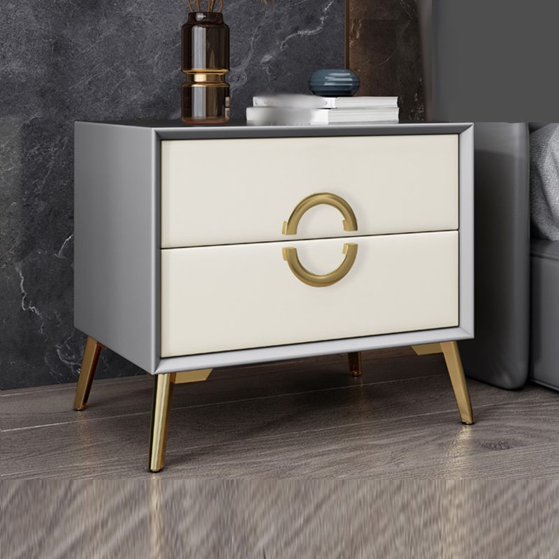 19 '' Tall Glam Night Tisch massives Holz 2-DRAWER FALUX Lederbeine inklusive Nachttisch